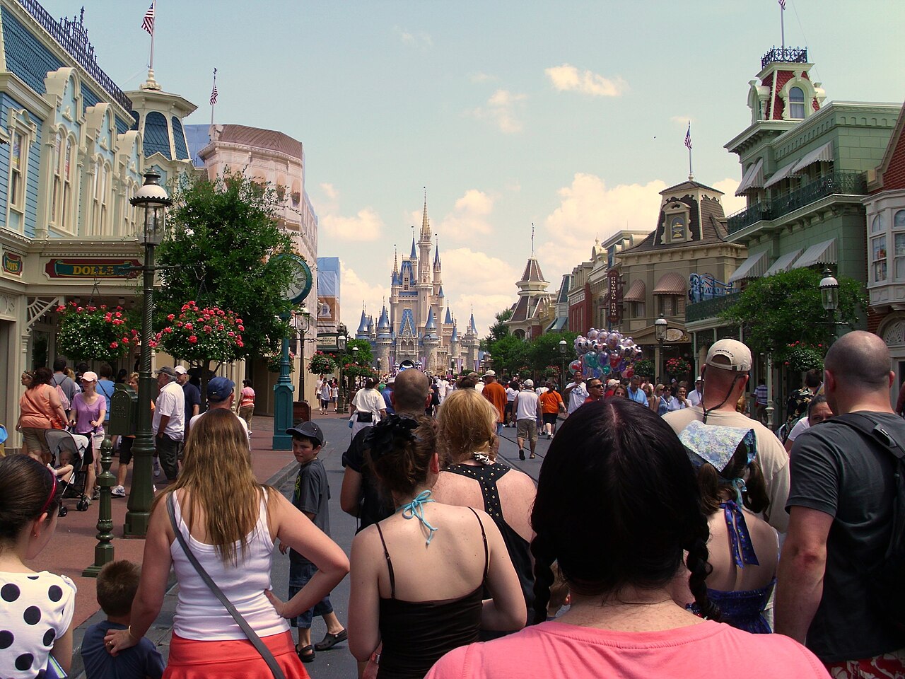 Main Street, U.S.A. at Magic Kingdom looking toward Cinderella Castle