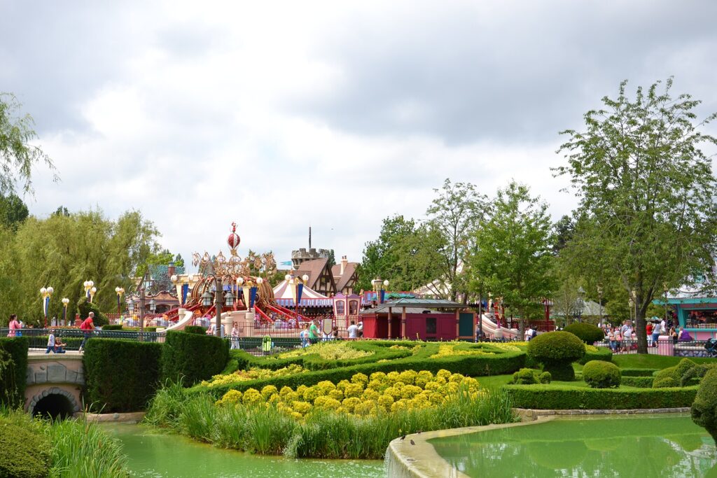 Gardens in Fantasyland at Disneyland Park in Paris