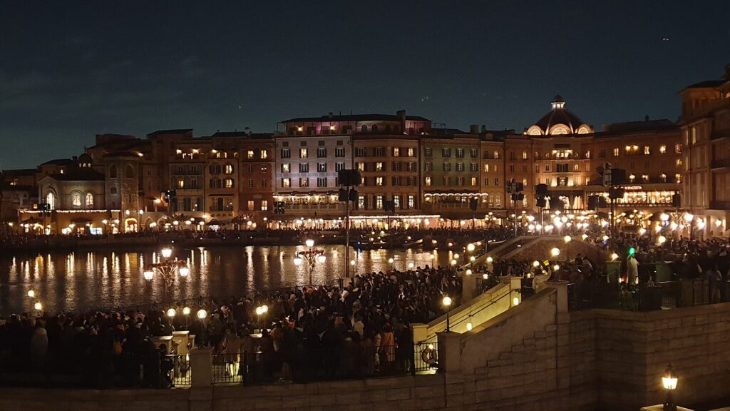 Mediterranean Harbor at night at Tokyo DisneySea